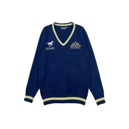 Customized royal blue men's long-sleeved sweater, V-neck sweater, contrasting jacquard collar, embroidered LOGO 100% cotton JUM065 Customized royal blue men's long-sleeved sweater, V-neck sweater, contrasting jacquard collar, embroidered LOGO 100% cotton JUM065